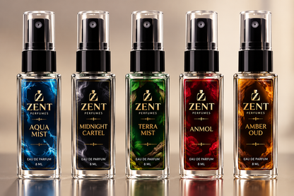 ZENT Perfumes Discovery Set – 5 Luxury Pocket Perfumes (8 ML Each) | Long-Lasting Fragrances | Perfect for Gifting & Travel